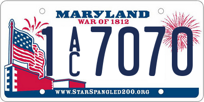 MD license plate 1AC7070