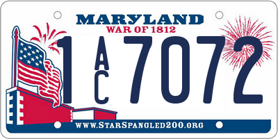 MD license plate 1AC7072