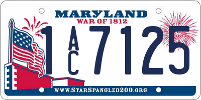 MD license plate 1AC7125