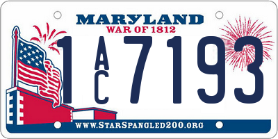 MD license plate 1AC7193