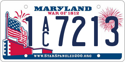 MD license plate 1AC7213