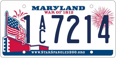 MD license plate 1AC7214