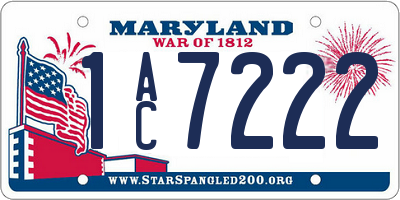 MD license plate 1AC7222