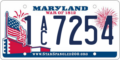 MD license plate 1AC7254