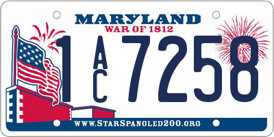 MD license plate 1AC7258