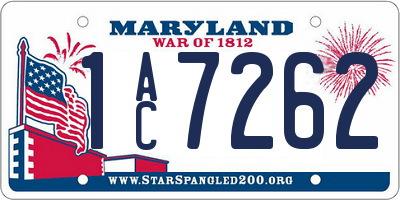 MD license plate 1AC7262
