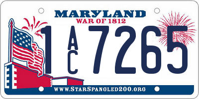 MD license plate 1AC7265