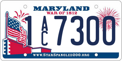 MD license plate 1AC7300
