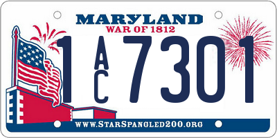 MD license plate 1AC7301
