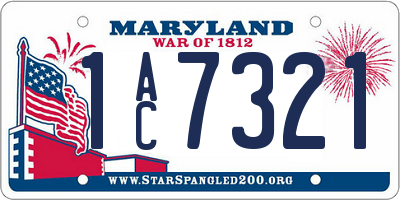 MD license plate 1AC7321
