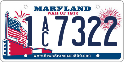 MD license plate 1AC7322