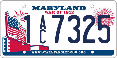 MD license plate 1AC7325