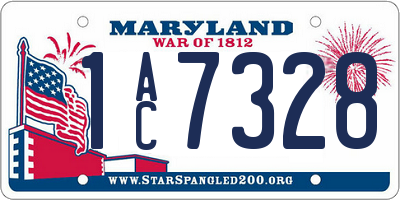 MD license plate 1AC7328