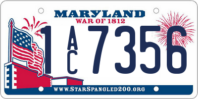 MD license plate 1AC7356