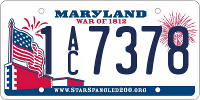 MD license plate 1AC7378