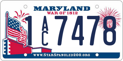 MD license plate 1AC7478