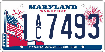 MD license plate 1AC7493