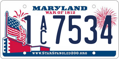 MD license plate 1AC7534