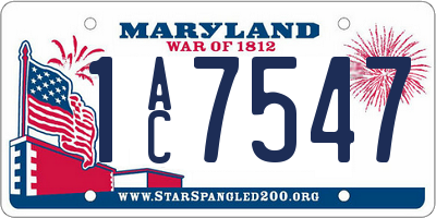 MD license plate 1AC7547