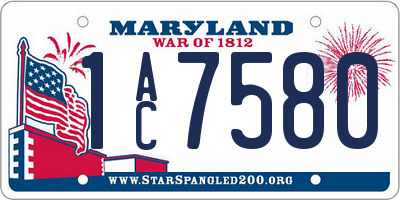 MD license plate 1AC7580