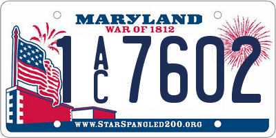 MD license plate 1AC7602
