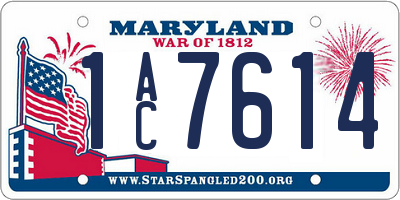 MD license plate 1AC7614