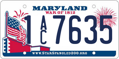 MD license plate 1AC7635