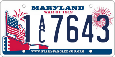 MD license plate 1AC7643