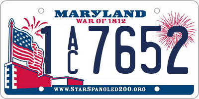 MD license plate 1AC7652