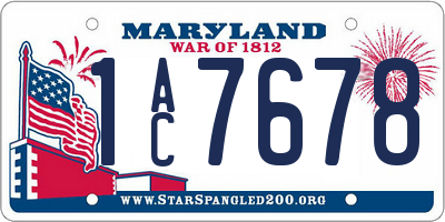 MD license plate 1AC7678