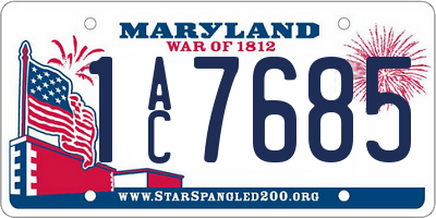 MD license plate 1AC7685