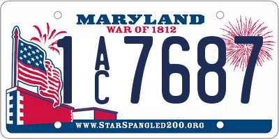 MD license plate 1AC7687