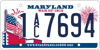 MD license plate 1AC7694