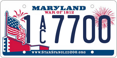 MD license plate 1AC7700