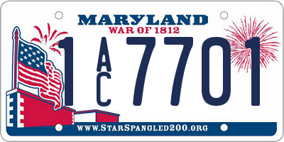 MD license plate 1AC7701