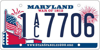 MD license plate 1AC7706