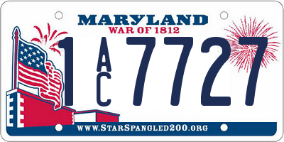 MD license plate 1AC7727