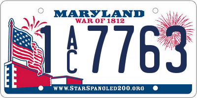 MD license plate 1AC7763
