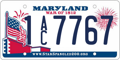 MD license plate 1AC7767