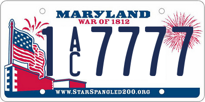 MD license plate 1AC7777