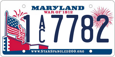 MD license plate 1AC7782