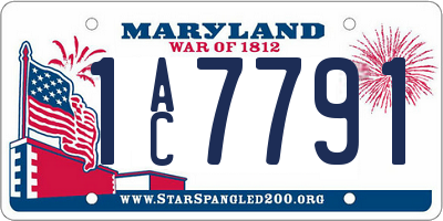 MD license plate 1AC7791
