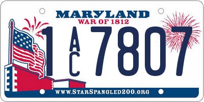 MD license plate 1AC7807