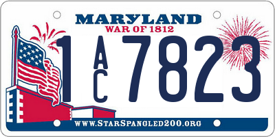 MD license plate 1AC7823
