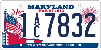 MD license plate 1AC7832