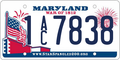 MD license plate 1AC7838