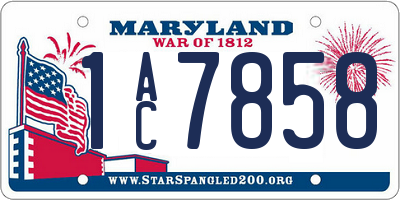 MD license plate 1AC7858