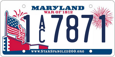 MD license plate 1AC7871
