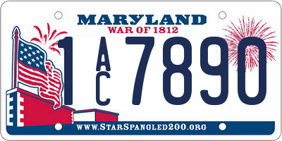 MD license plate 1AC7890