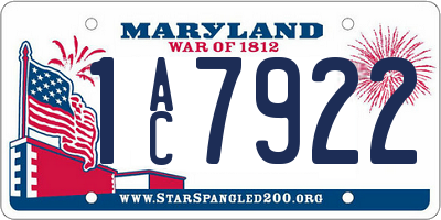 MD license plate 1AC7922
